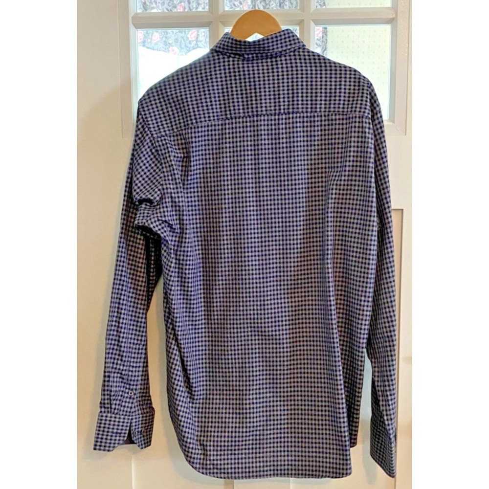 Men's Bugatchi Uomo Classic Fit Shirt M Blue Grey Check Button Up Long Sl READ - Picture 2 of 8
